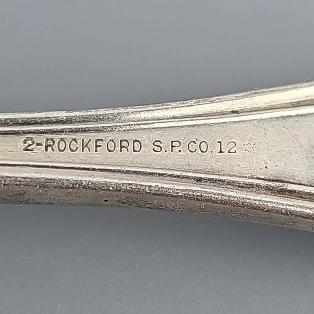 3 Vintage Rockford S.P. Co.12 star Silver Plated Serving Spoons 8 inch Floral
